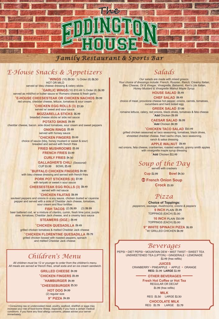 Menu Eddington House