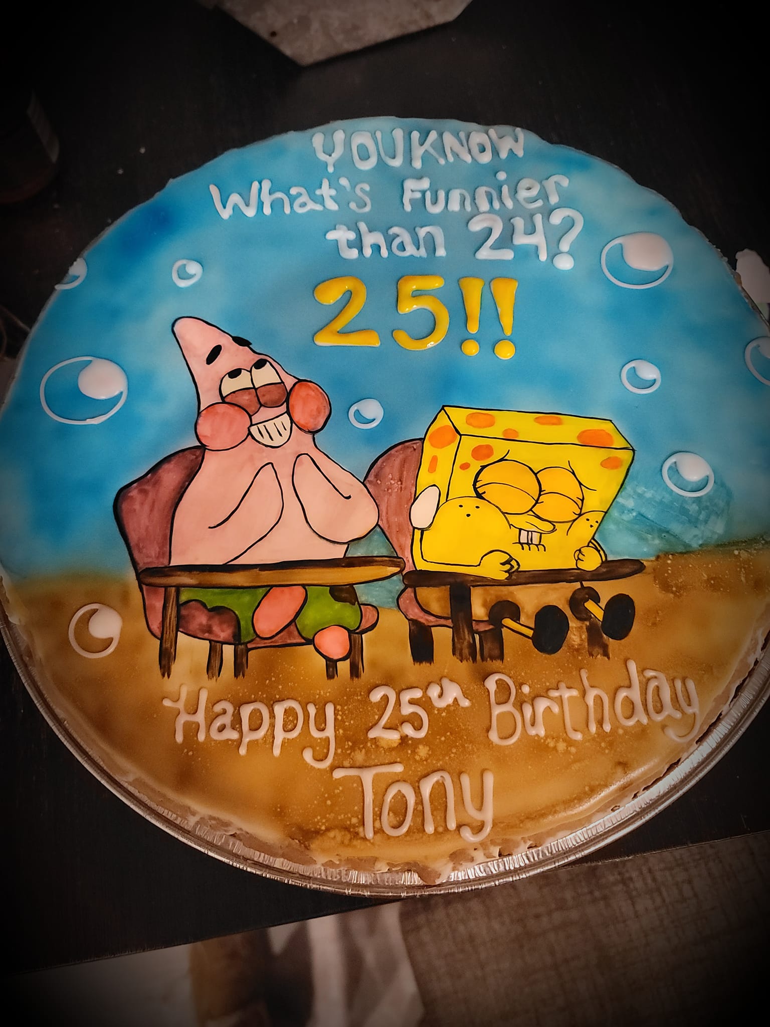 Custom Spongebob birthday cake Made by Nans Nummies