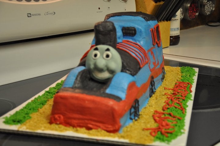 Custom Thomas the tank engine cake.