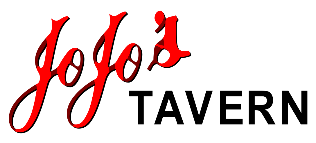 Jojo's tavern logo on a black background.