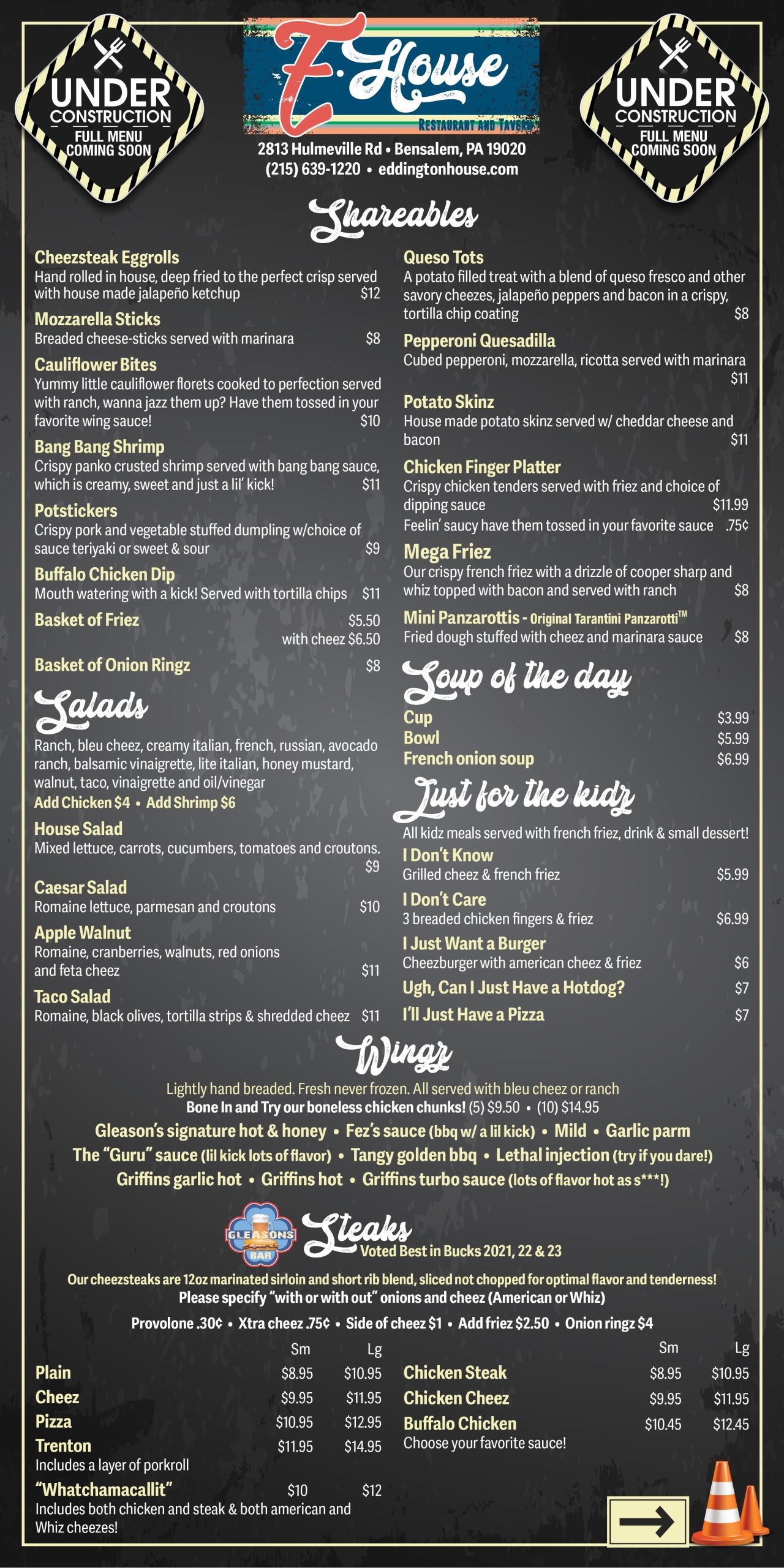 Menu Eddington House