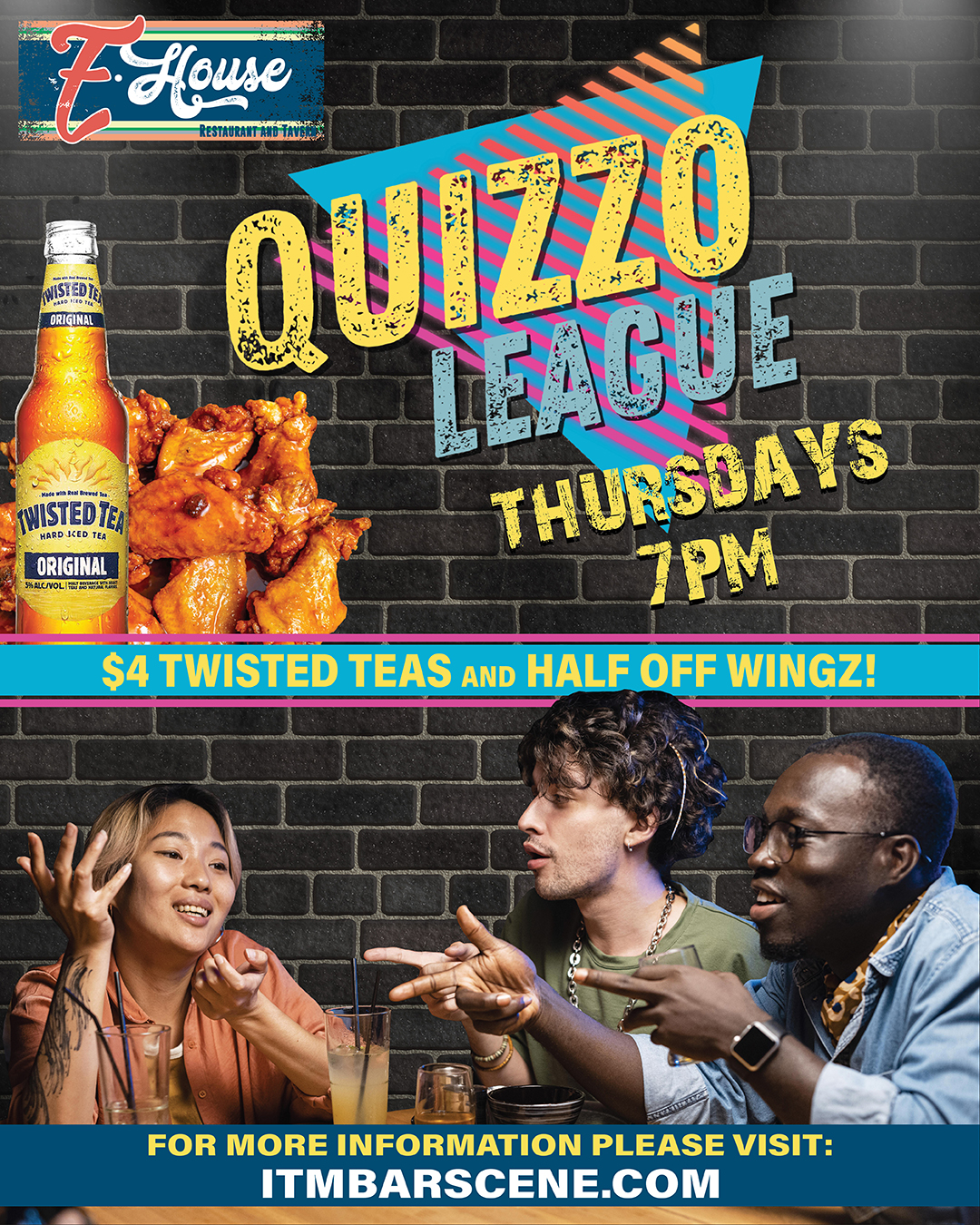 A flyer for the quizzo league.