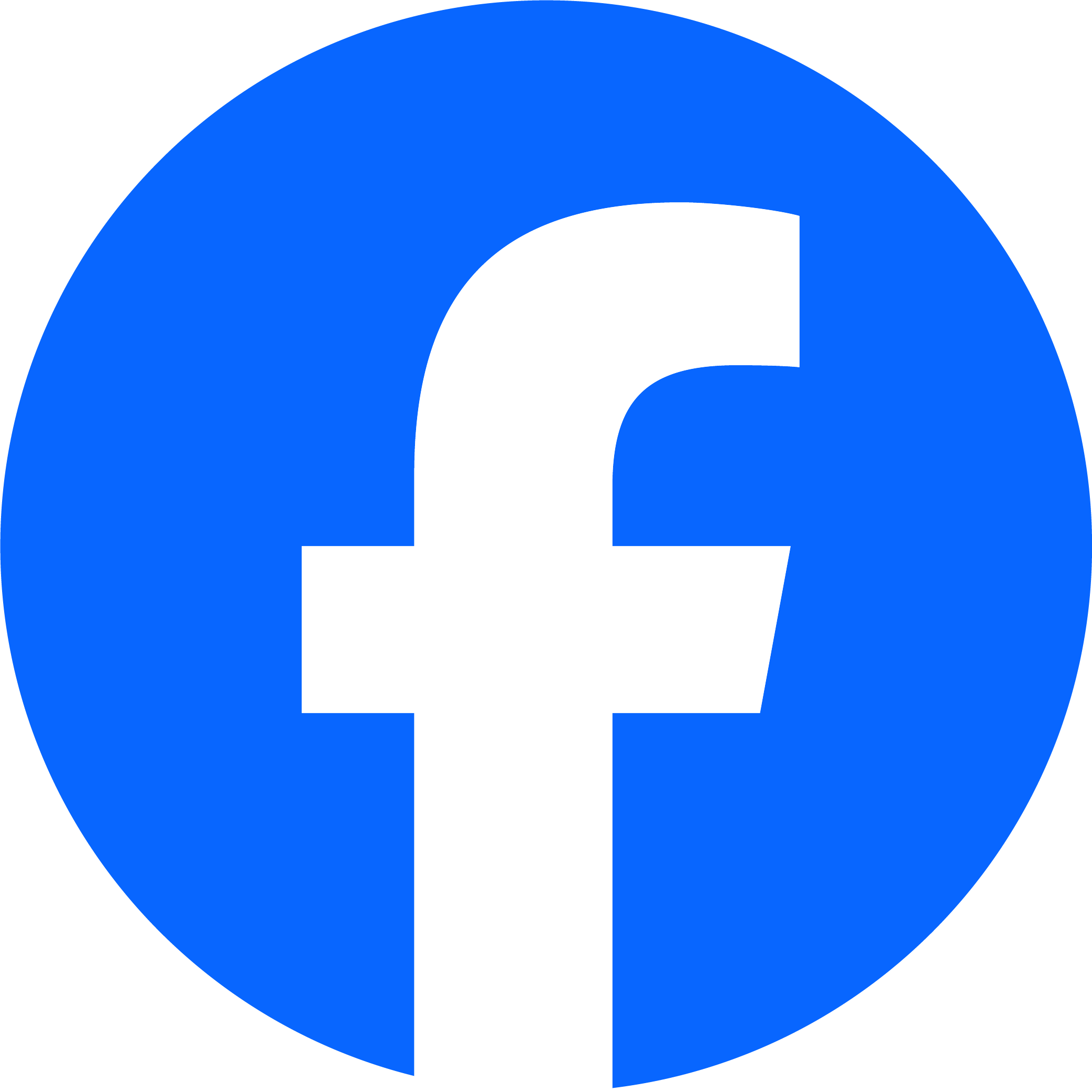 Facebook logo featuring a white lowercase "f" centered within a solid blue circle.