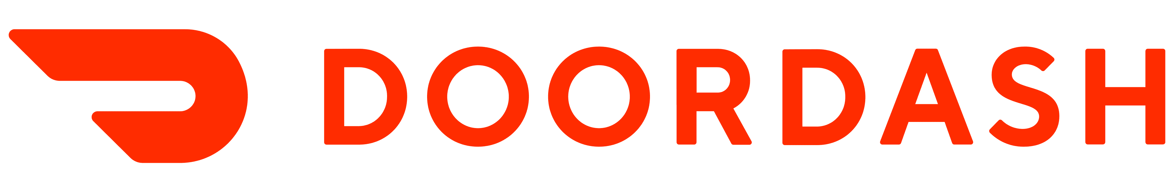 The Doordash Logo Features A Red Stylized Letter "d" Followed By The Word "doordash" In Bold, Uppercase Red Letters On A Transparent Background.